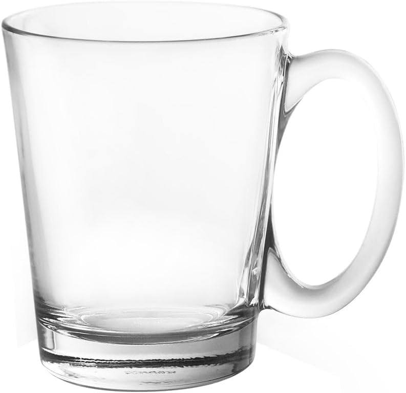 LEMONSODA Clear Large Glass Coffee Mug with Handles for Hot Beverages, Clear Mugs for Espresso, Tea, Cappucino, Latte, Juice (8.75 oz, 10.5 oz, 12 oz) (10.5 oz, Set of 48)