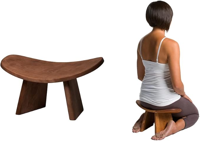 Meditation Bench IKUKO Original, Portable Version with Bag, Locally Handmade Wooden Kneeling Ergonomic Seiza Seat, Prana Yoga - 2 Colors, 3 Height Sizes