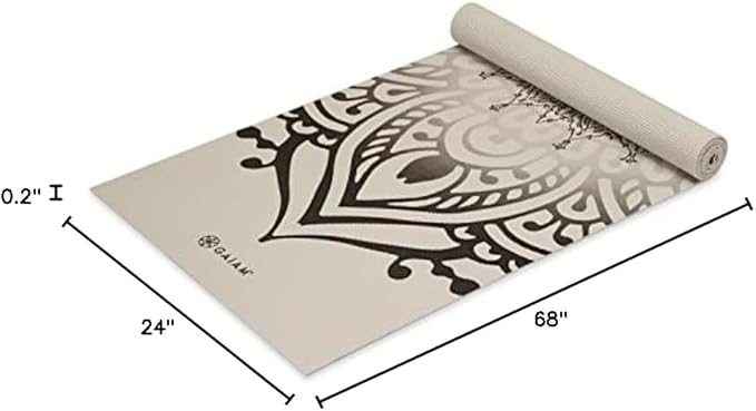 Gaiam Yoga Mat - Premium 5mm Print Thick Non Slip Exercise & Fitness Mat for All Types of Yoga, Pilates & Floor Workouts (68" x 24" x 5mm)