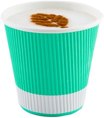 Restaurantware 8 Ounce Double Wall Disposable Coffee Cups, 500 Insulated Light Green Paper Tumblers Ripple Wall Design, Lids Sold Separately for Hot Drinks like Tea, Hot Chocolate and More