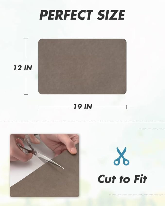 AMOAMI Coffee Mat - Hide Stain Rubber Backed Absorbent Dish Drying Mat for Kitchen Counter - Brown, 12"x19"