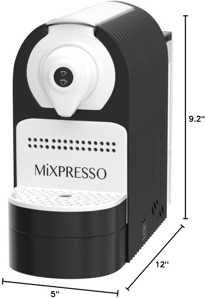 Mixpresso Black Espresso Coffee Machine – Compact 1400W Single Serve Coffee Maker Compatible with Nespresso OriginalLine Capsules, One-Touch Operation, 19-Bar Italian Pump, 27oz Water Tank