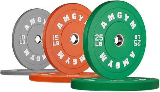 2 Inch Bumper Plates,10-500lbs,Barbell Rubber Olympic Weight Plates Set for Home Gym, Strength Training & Weight Lifting, Multiple Options Colors
