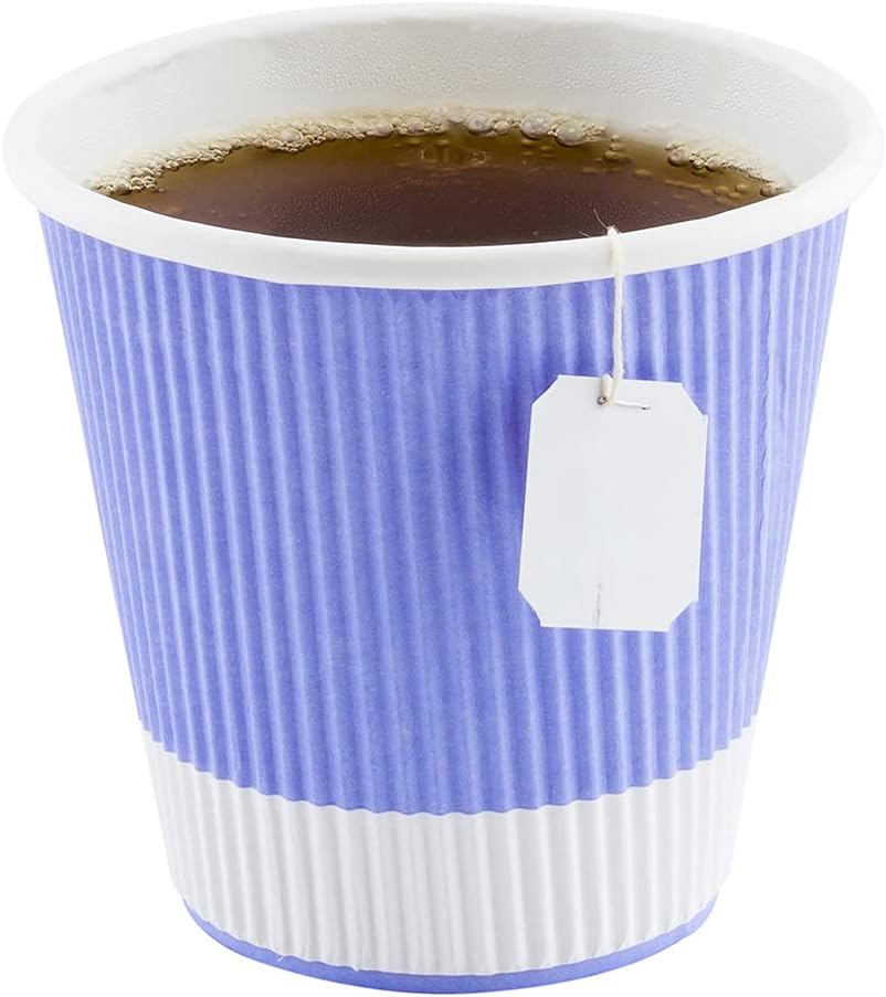 Restaurantware 8 Ounce Double Wall Disposable Coffee Cups, 500 Insulated Light Purple Paper Tumblers with Ripple Wall Design, Lids Sold Separately for Hot Drinks like Tea, Hot Chocolate and More