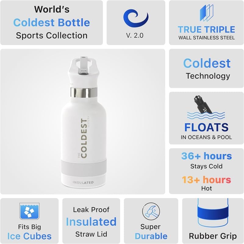 Coldest Insulated Water Bottle with Straw Lid - Stainless Steel Metal Insulated Bottle for Men & Women (Mars Red Glitter, 40 oz)