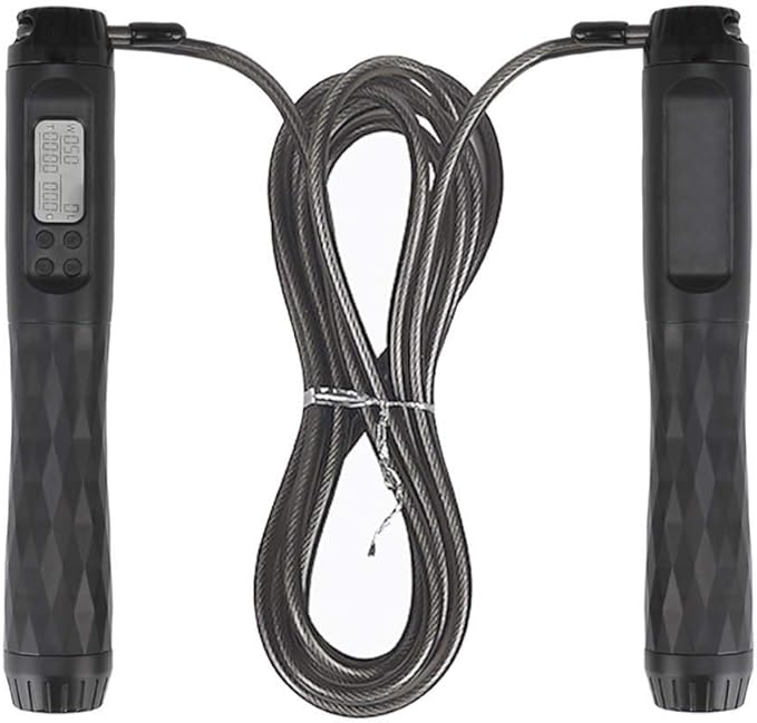 Zoë's Corner: Cordless Weighted Digital Counter Jump Rope for Crossfit Cardio WOD, Exercise, Boxing, Martial Arts, MMA Training, Gym Fitness. Illuminated LED, Rotation-Calorie Counter.