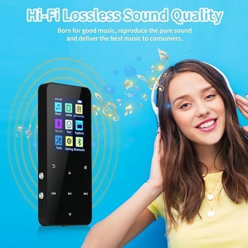 144GB MP3 Player, with Bluetooth 5.2, HiFi Sound,FM Radio, Voice Recorder, E-Book, Earphones Included,Portable Music Player for Kids ,Mini Design Ideal for Sport