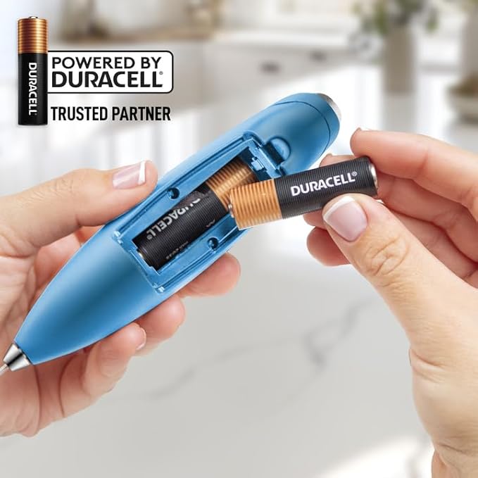Zulay Powerful Milk Frother (4 Duracell Batteries Included) - Handheld Milk Frother Wand Drink Mixer for Coffee - Powerful Milk Foamer for Cappuccino, Frappe, Matcha & Coffee Creamer - Metallic Blue