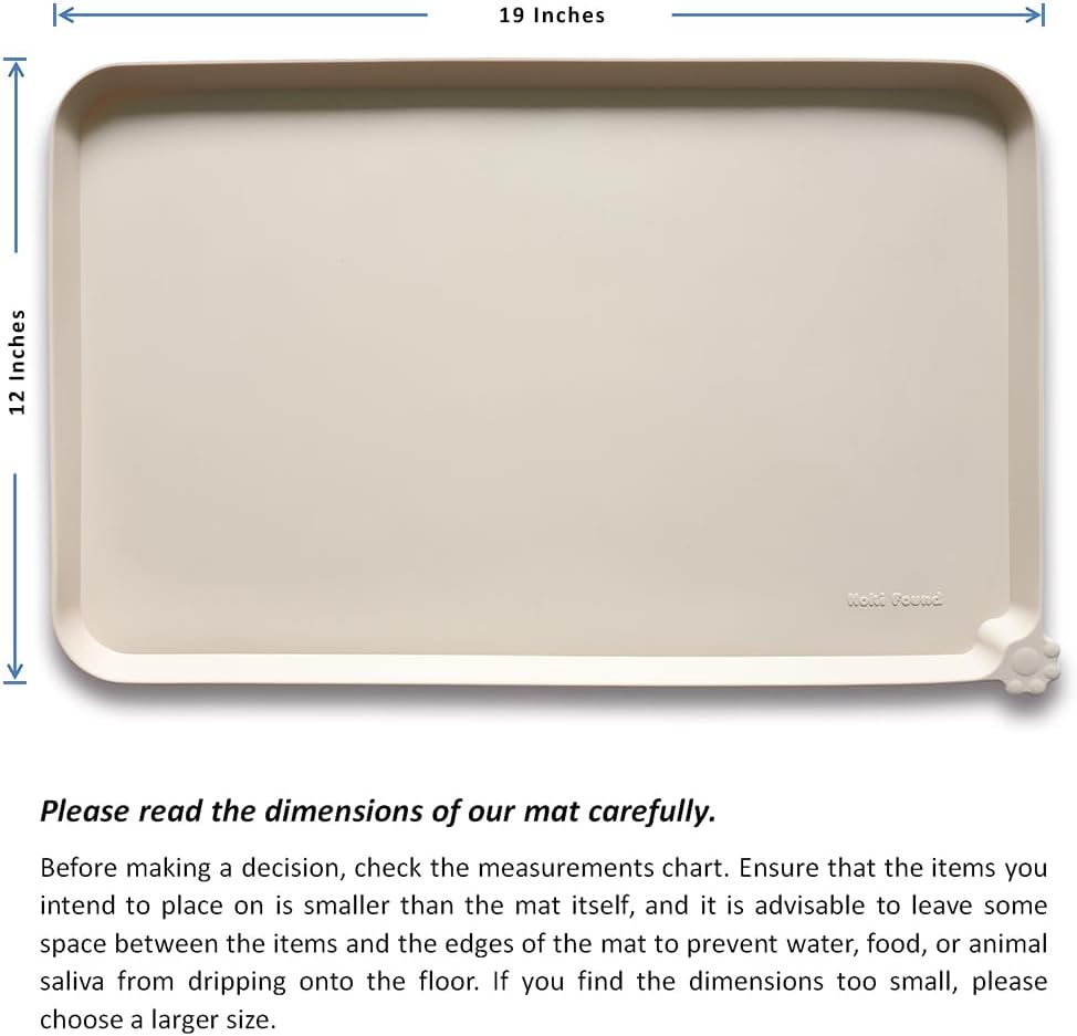 Hoki Found Silicone Pet Food Mats Tray - High-Lips Pet Dog Cat Bowl Mats - Dog Pet Cat Feeding Mat - Waterproof Dog Cat Food Mats -Pet Water Mats for Floors - Papayawhip