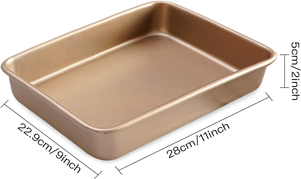 2 Pack 11 Inch Baking Sheet Pans, Deep Size Baking Pan Nonstick Cookie Sheet Brownie Cake Pan Bread Pan Toaster Oven Tray Bakeware, 11x9x2 Inches, Easy Clean & Food Safe (11 x 9 x 2")