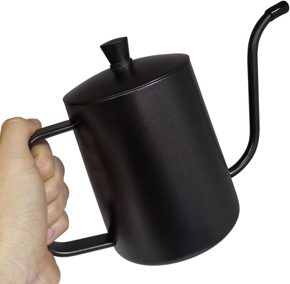 WELLLINK Pour Over Coffee Kettle 20oz 600ML, Leak Proof One-Piece 304 Stainless Steel Gooseneck Kettle with Lid, Food Grade Easy-Clean Narrow Spout & 40 Filters for Home Brewing