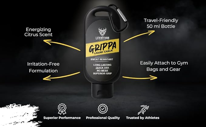 | GRIPPA | Liquid Chalk | Mess Free Gym Chalk for Weightlifting | Gymnastics | Rock Climbing | Dancing | Sweat Resistant | The Ultimate Grip Enhancer |