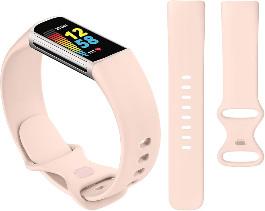 2 Pack Bands Compatible with Fitbit Charge 6 / Fitbit Charge 5 Bands for Women Men, Waterproof Classic Soft Sports Replacement Wristbands