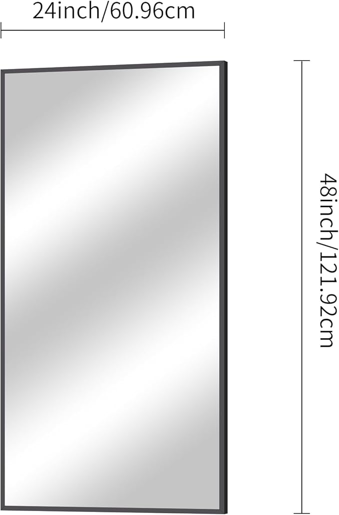 Bathroom Mirror,24x48 inch Wall Mirror for Bathroom Wall Mounted Black Rectangle Square Corner Mirrors, Black Bathroom Mirror for Living Room, Farmhouse, Bedroom Entryway, Horizontal/Vertical