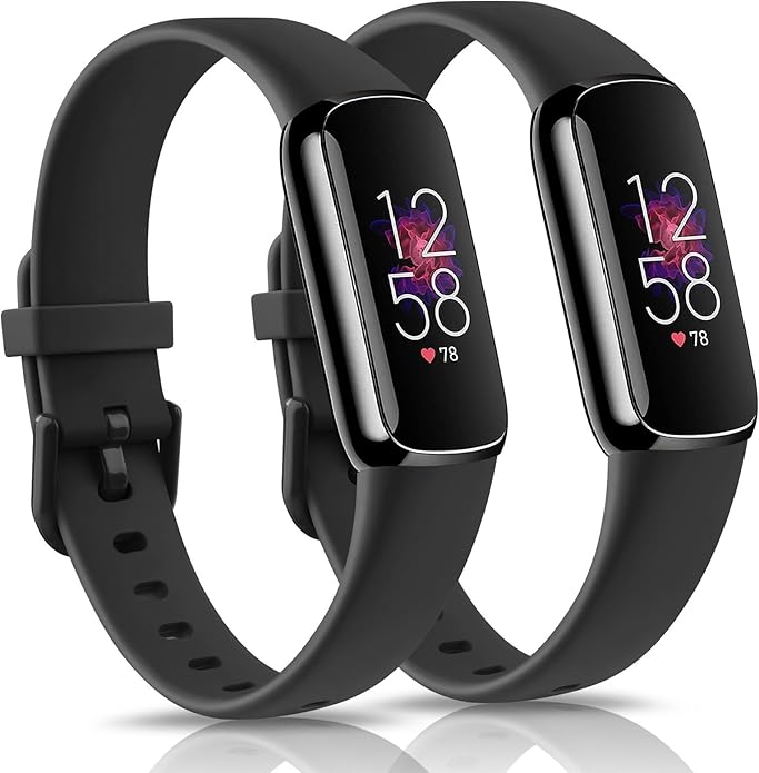 2 Pack Bands for Fitbit Luxe Bands Women Men, Soft Silicone Wristband Replacement Strap for Fitbit Luxe/Luxe Special Edition Fitness Tracker