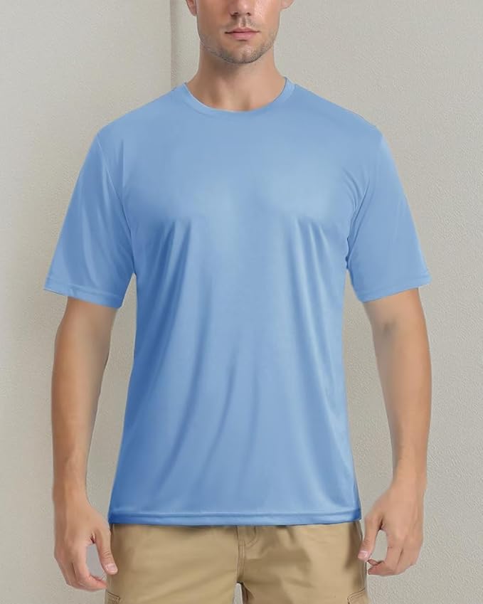 Boladeci Men's Swim Shirt Short Sleeve UPF 50+ Sun Protection SPF UV Moisture Wicking Lightweight Quick Dry Rash Guard