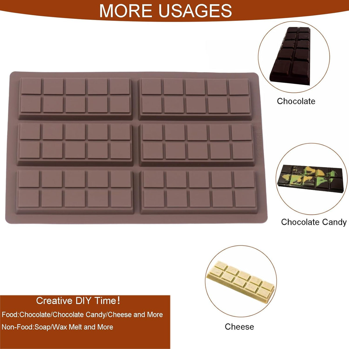 Dubai Chocolate Mold-Non-Stick Chocolate Bar Mold, Food Grade Silicone Deep Mold for Chocolate Stuffed Bar,Candy, Snacks,DIY Treats & Homemade Gifts (10 Snap)