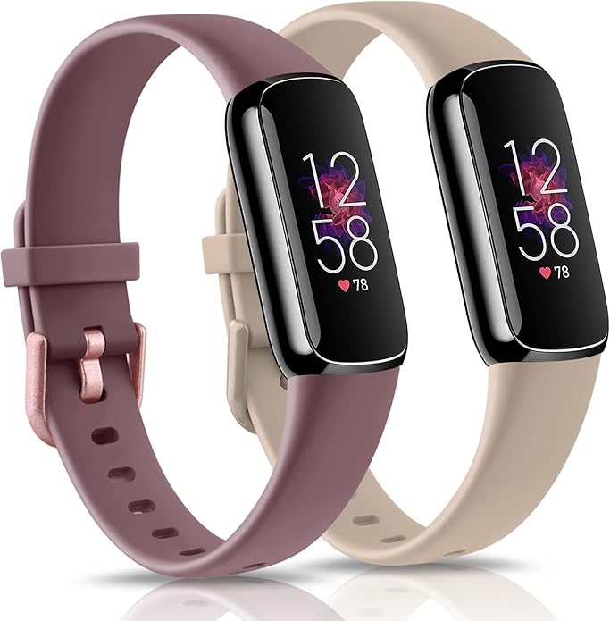 2 Pack Bands for Fitbit Luxe Bands Women Men, Soft Silicone Wristband Replacement Strap for Fitbit Luxe/Luxe Special Edition Fitness Tracker