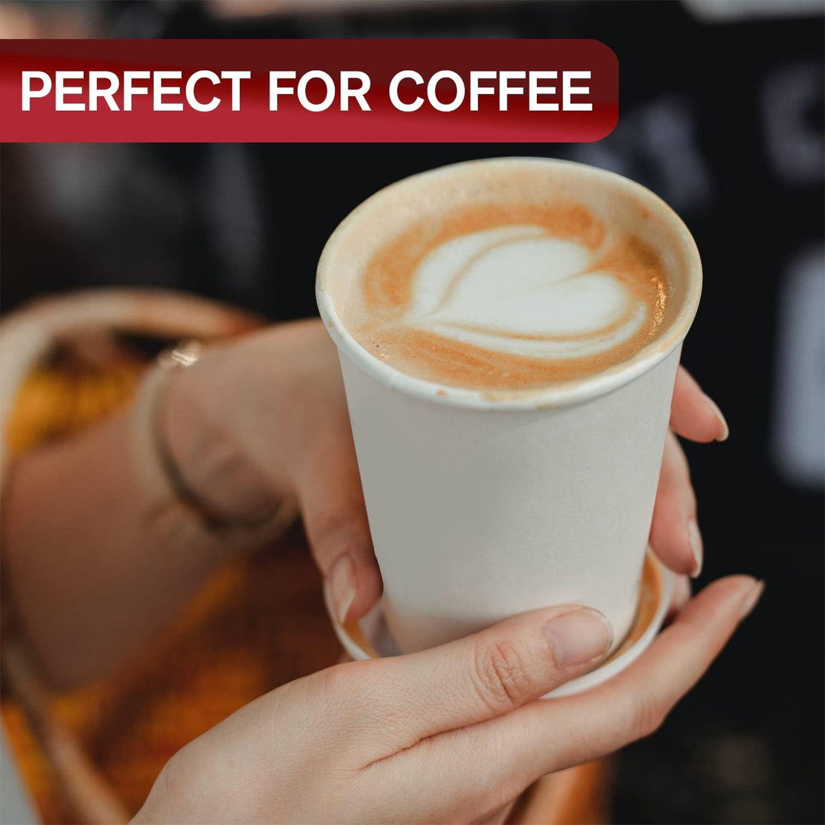 Smygoods White Original Disposable Paper Coffee Cups with Lids (16 OZ, 25 Count) For Hot Beverages, Tea, Espresso, Cocoa - To Go Drink Containers, Café & Office