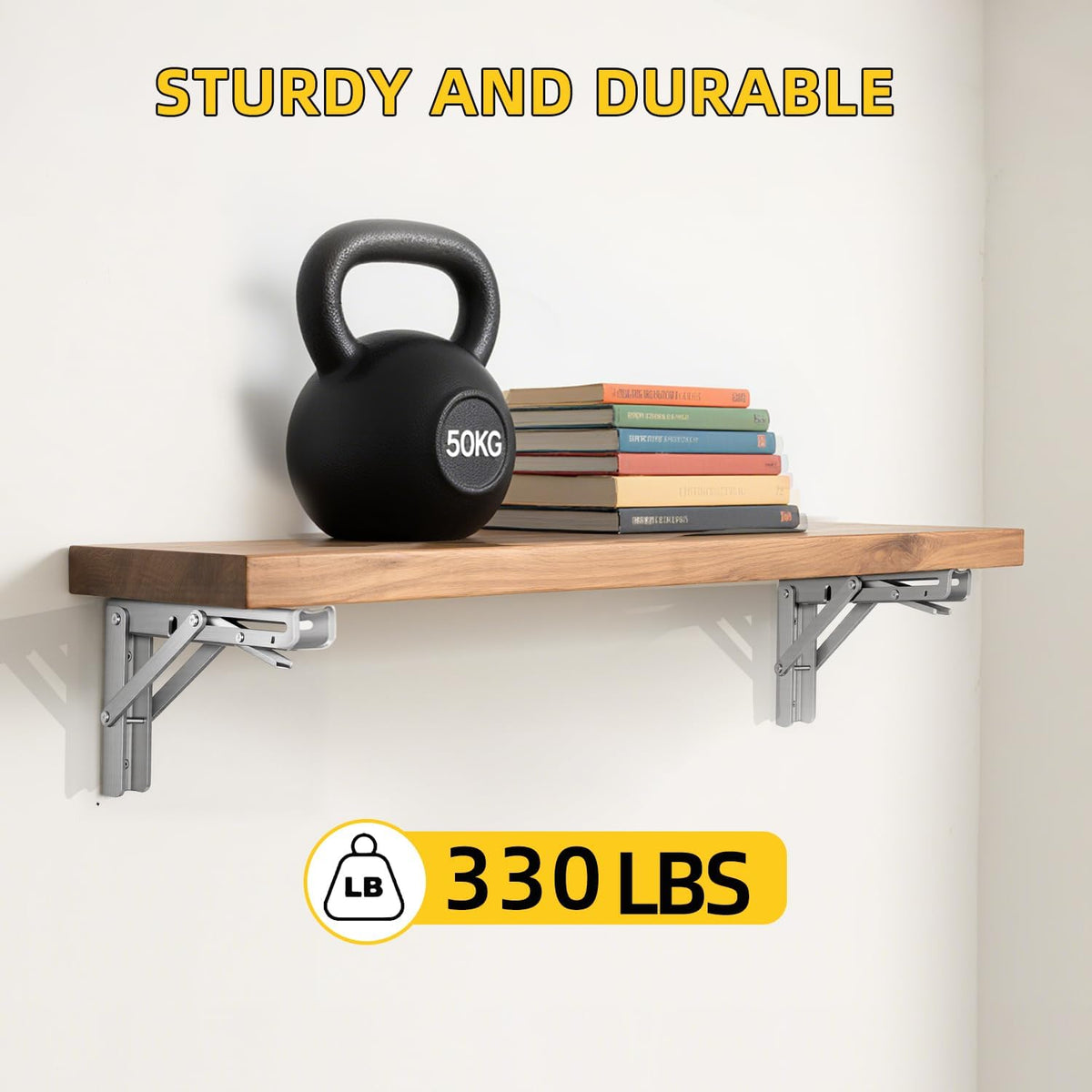 10 Inch Folding Shelf Brackets, 2 Pack Collapsible Heavy Duty Shelf Brackets for Fold Down Desk, Stainless Steel