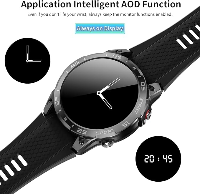 1.85 in Smart Watch for Men with Built-in Alexa, Full-Featured Fitness Tracking, Waterproof, Health Monitoring, Multiple Sports Modes, Compatible with Android and iOS