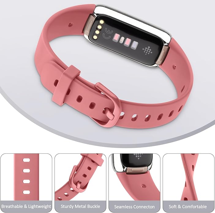 2 Pack Bands for Fitbit Luxe Bands Women Men, Soft Silicone Wristband Replacement Strap for Fitbit Luxe/Luxe Special Edition Fitness Tracker