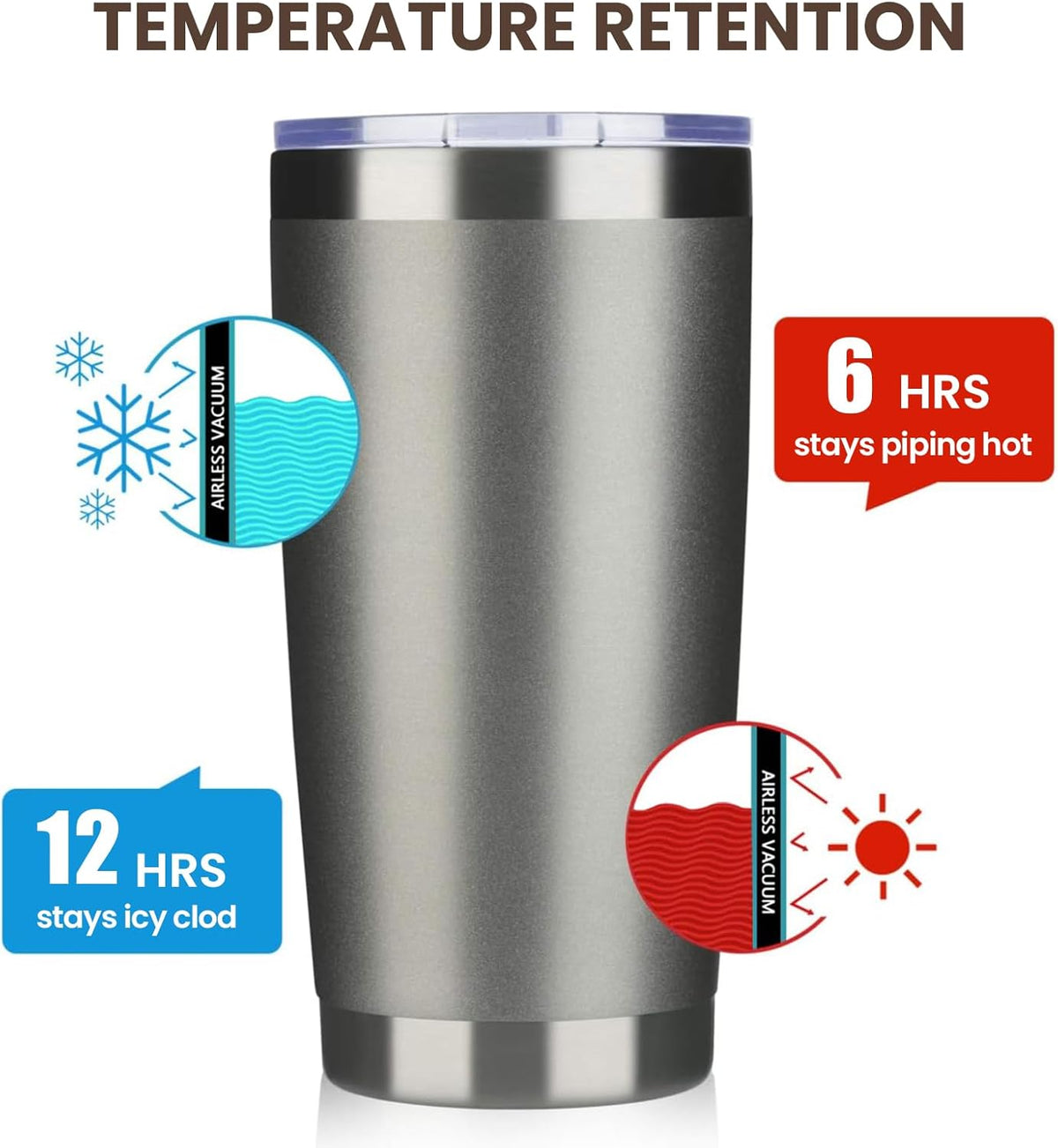 MEWAY 20oz Tumbler 8 Pack Double Wall Vacuum Insulated Travel Mug Bulk, Stainless Steel Tumblers with Lid and Straw, Durable Powder Coated Coffee Cups for Cold & Hot Drinks (Cold Gray, 8)