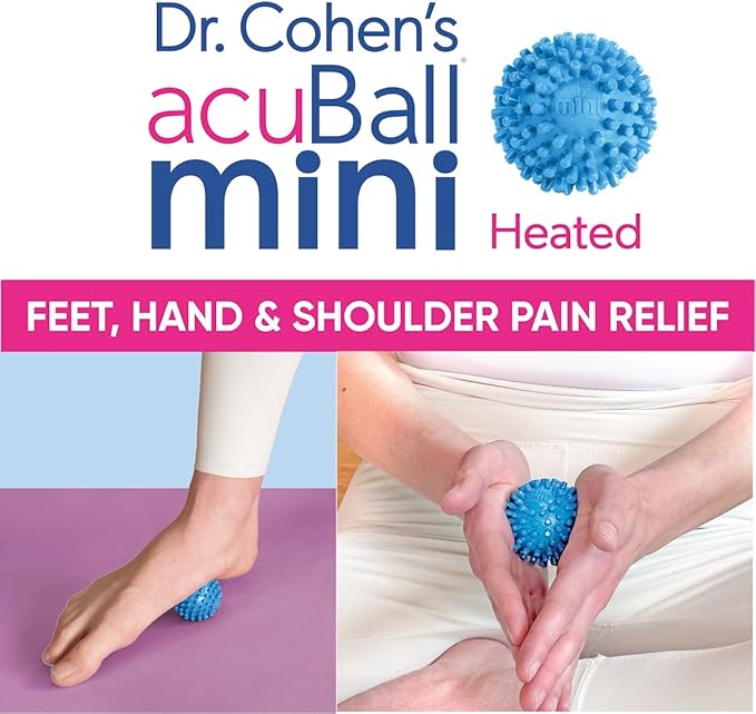 Dr. Cohen’s Heatable Deep Tissue Massage Ball Mini - acuBall Trigger Point Massage Therapy for Myofascial Release - Spiky Foot Massager Ball - Back Massager Ball for Targeted Pain Relief (Pack of 2)