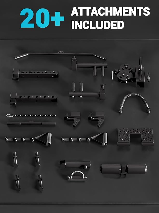 Smith Machine, Power Cage Squat Rack with Cable Crossover, Dual Pulley System, Pull-Up Bar, Home Gym Workout Equipment with Attachments for Strength Training and Weightlifting