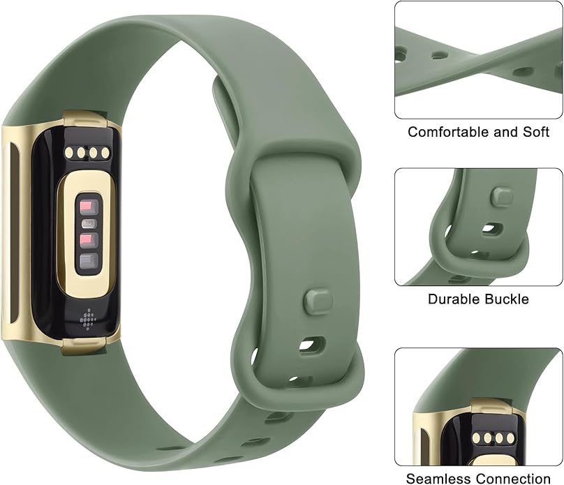 2 Pack Bands Compatible with Fitbit Charge 6 / Fitbit Charge 5 Bands for Women Men, Waterproof Classic Soft Sports Replacement Wristbands