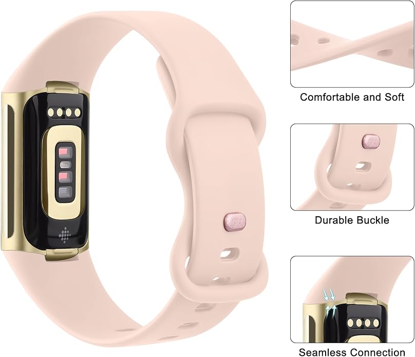 2 Pack Bands Compatible with Fitbit Charge 6 / Fitbit Charge 5 Bands for Women Men, Waterproof Classic Soft Sports Replacement Wristbands
