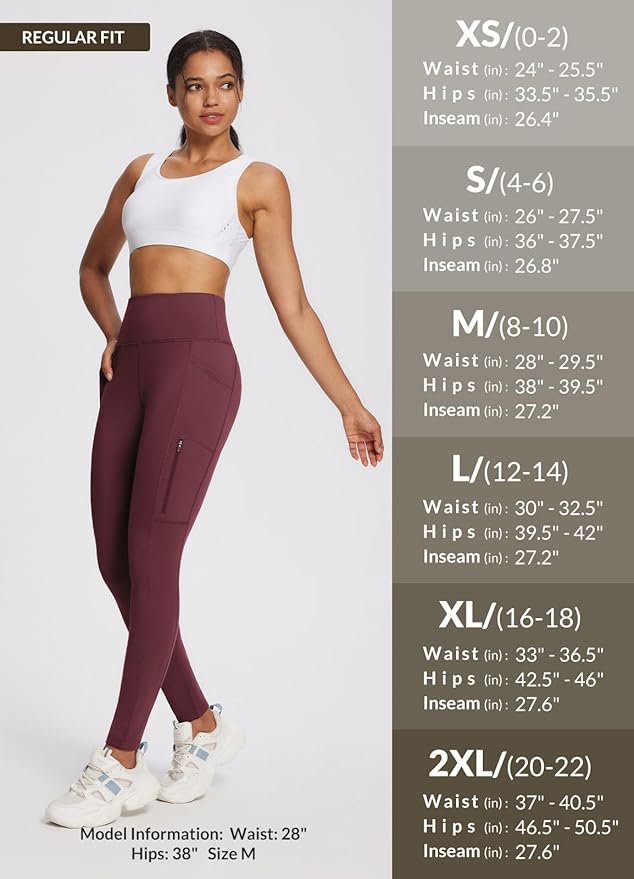 baleaf Women's Fleece Lined Leggings Waterproof Winter Hiking Pants Thermal Running Tights Zipper Pockets High Waisted