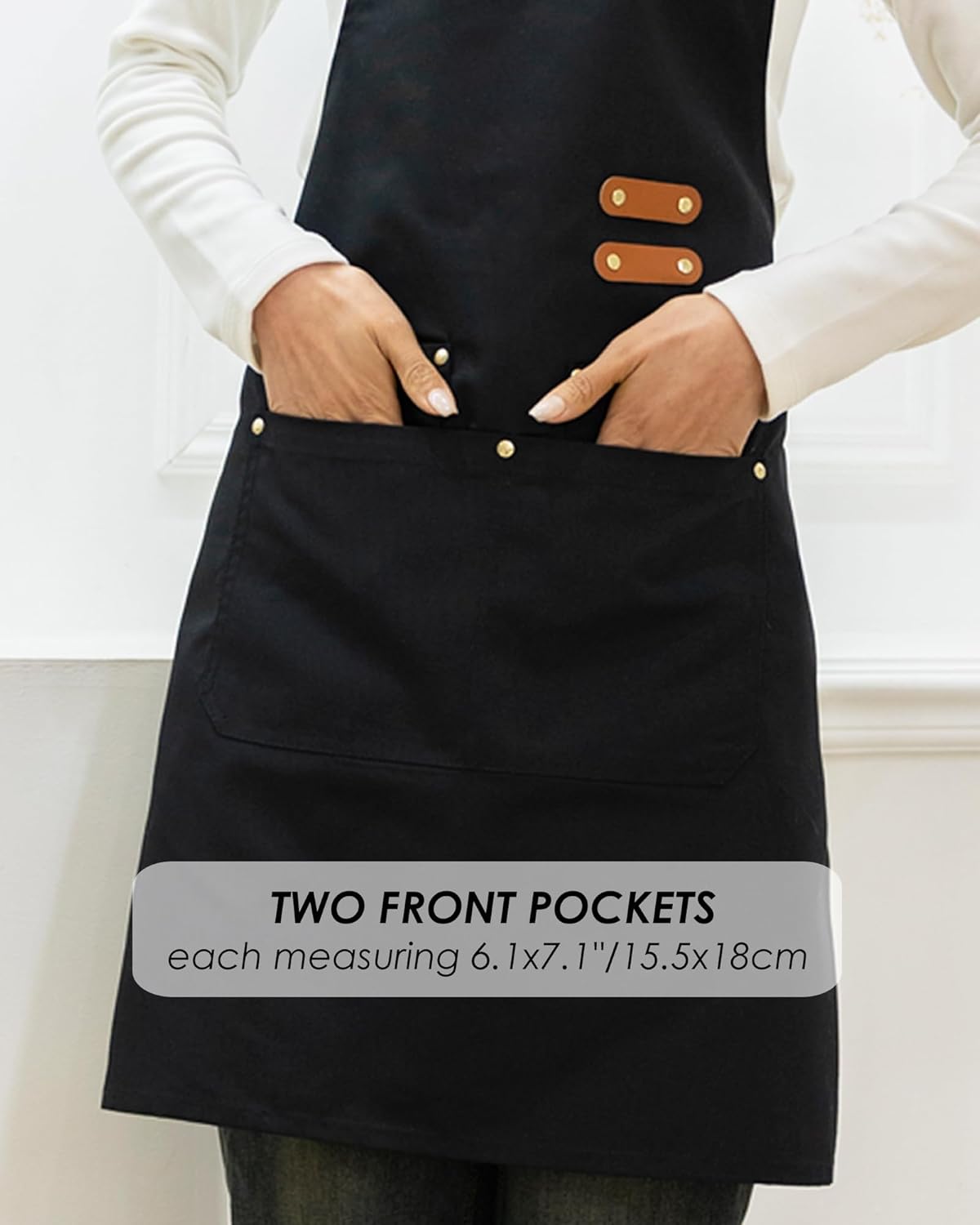 Lisianthus 2 Pack Adjustable Bib Aprons for Women with Pockets, Men's Kitchen Cooking Apron