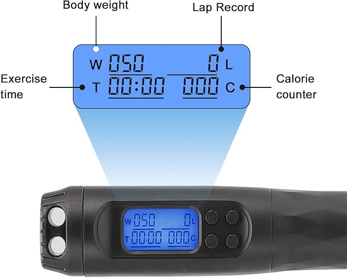 Zoë's Corner: Cordless Weighted Digital Counter Jump Rope for Crossfit Cardio WOD, Exercise, Boxing, Martial Arts, MMA Training, Gym Fitness. Illuminated LED, Rotation-Calorie Counter.