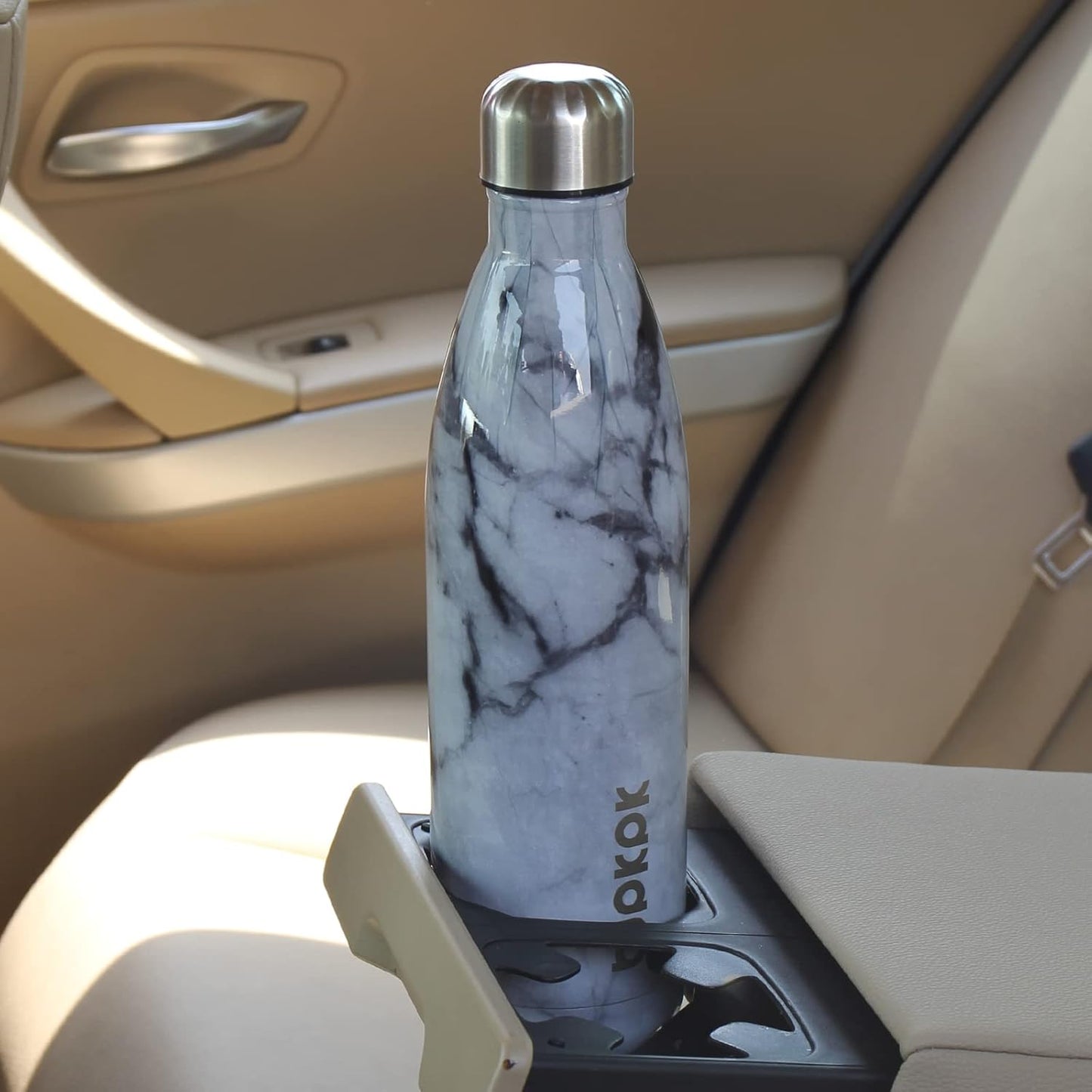 BJPKPK Insulated Water Bottles 17oz Stainless Steel Sports Water Bottles Keep Cold for 24 Hours and Hot for 12 Hours,BPA Free,Marble Blossom