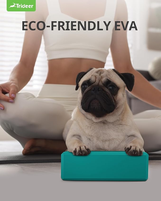 Trideer 9"x6"x3" Yoga Blocks, High Density EVA Foam Blocks 2 Pack, Supportive, Lightweight & Odor Resistant, Yoga Essentials and Accessories for Yogi & Yogini