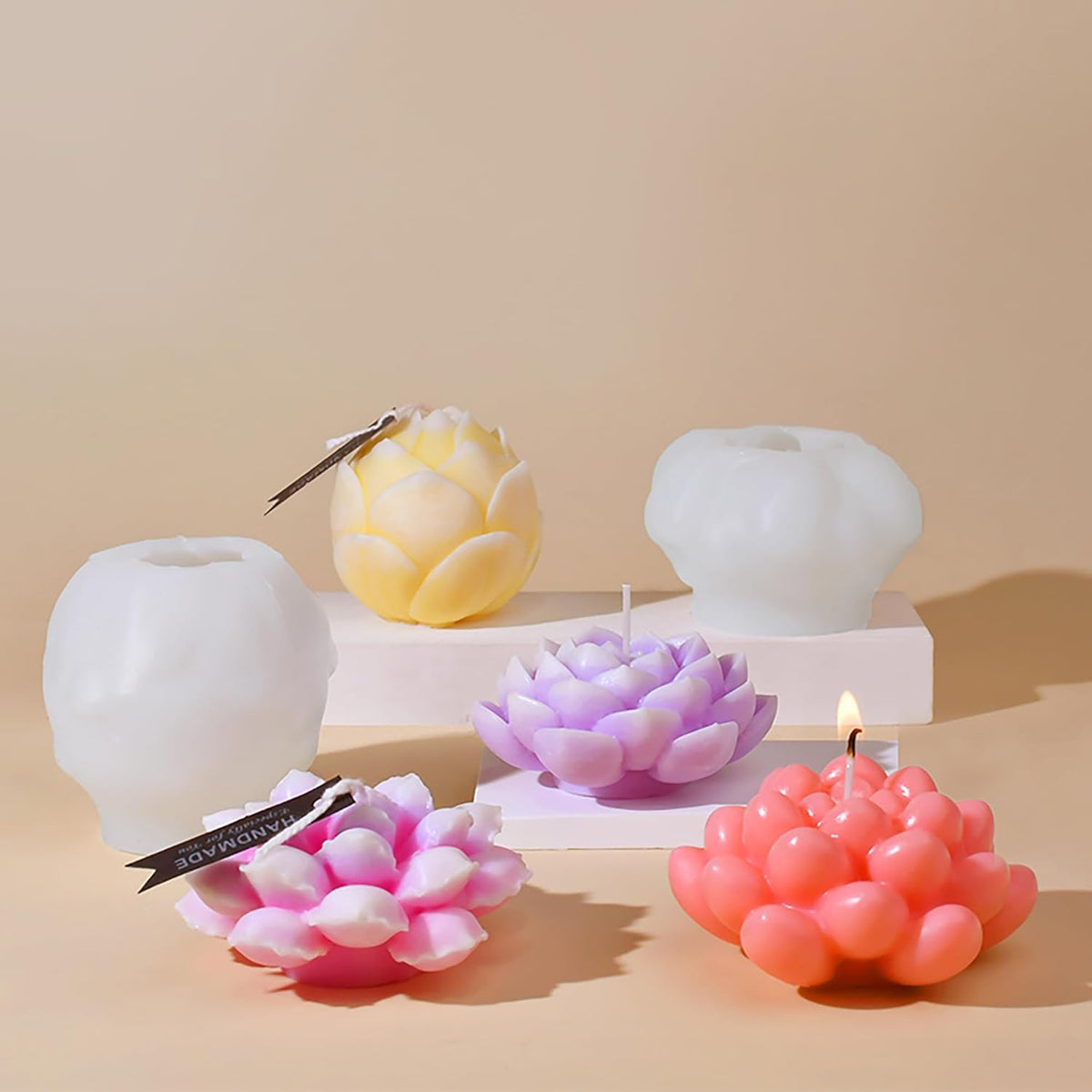 3D Succulent Flower Mold - Peony & Resin Casting Molds for Candle Making & Jewelry Craft