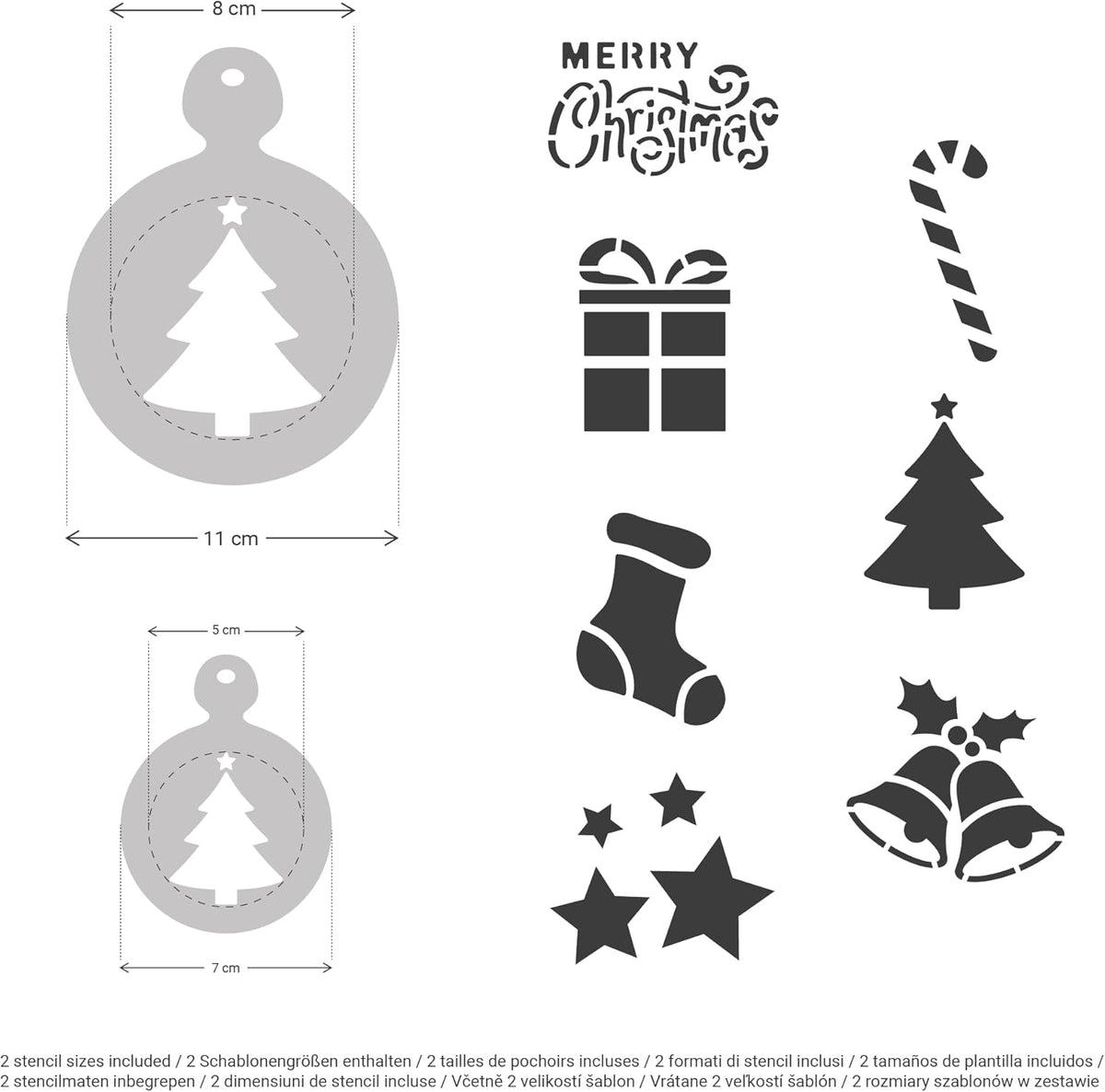 NAKLEO Coffee Stencils and Cookies Decoration 14Pcs 2.8”x2.8” and 4.3”x4.3”, Reusable Plastic Baking Templates, Christmas Winter Holidays, Barista DIY Art Craft, Capuccino Latte Cake Biscuit