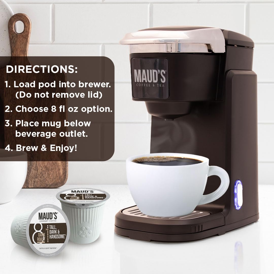 Maud's Dark Roast Coffee Pods, 200ct, Recyclable Single Serve Pods – 100% Arabica Coffee, Compatible with Keurig K Cups Maker