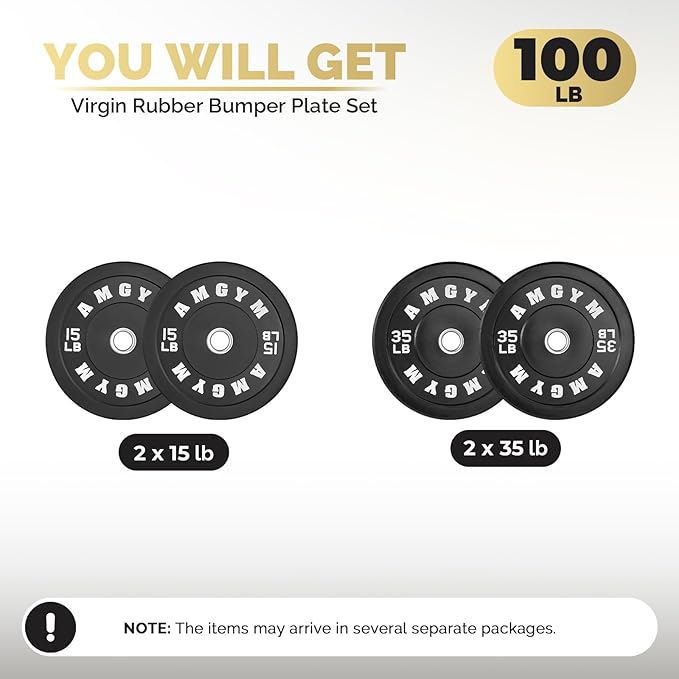 2 Inch Bumper Plates,10-500lbs,Barbell Rubber Olympic Weight Plates Set for Home Gym, Strength Training & Weight Lifting, Multiple Options Colors