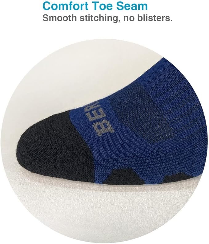 BERING Men's Ankle Socks Athletic Running Cushion Quarter (6 Pairs)