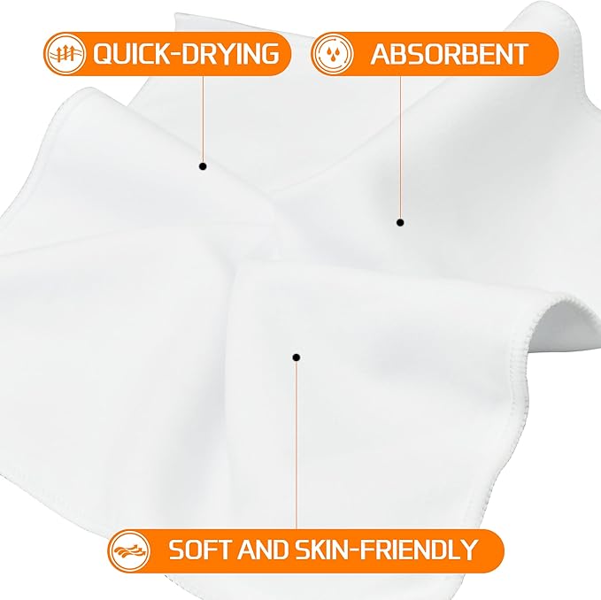 12 Pack Sweat Absorbing Handkerchiefs,Gym Workout Towels Microfiber Sweat Rags Towels for Men & Women, Running Sports accessories Small Cloth for Face Hand,Black Hankies (10" x 10")