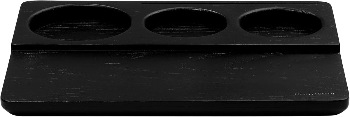 Normcore Tamping Station - Black Oak Wood Espresso Tamping Mat - Wooden Tamping Mat for 51/54/58mm Portafilter, Tamper, Distributor, Puck Screen and Portafilter - Natural Black Stained Oak Wood