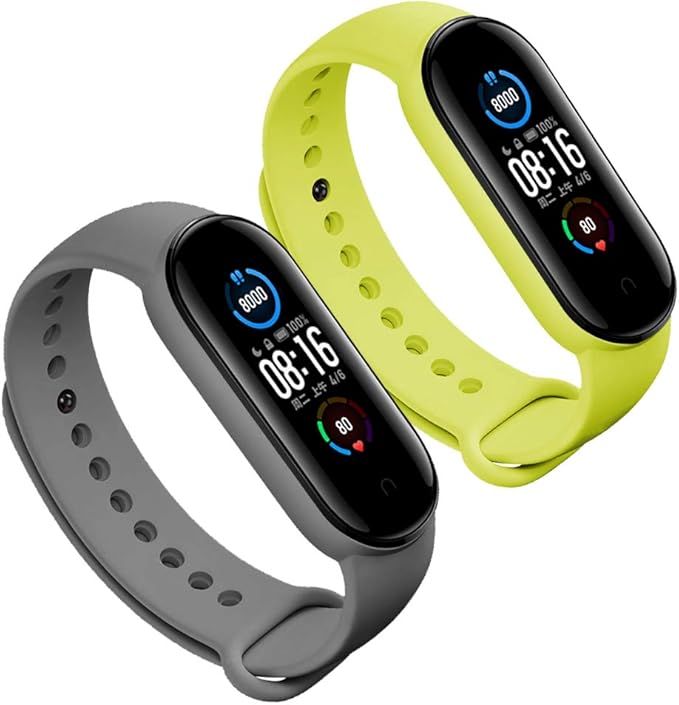 (4/8 PACK) Xiaomi Mi 5 & Mi 6 Strap Replacement Bracelets for Mi Band 5 & Mi 6 SmartWatch Bands, Skin-Friendly Soft & Flexible Silicone Wristband for Male and Female
