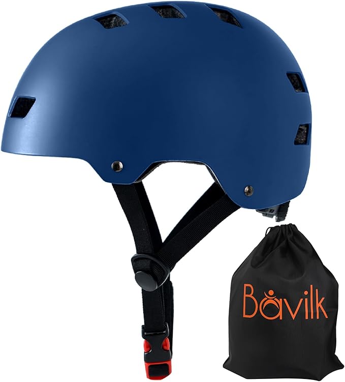 Bike Helmet 3 Sizes for Teenager Kids Youth Adults,Bavilk Skateboard Helmet Adjustable Multi-Sport Bicycle Cycling Scooter Roller Skate Inline Skating Rollerblading for Girls Boys Women Men Teen