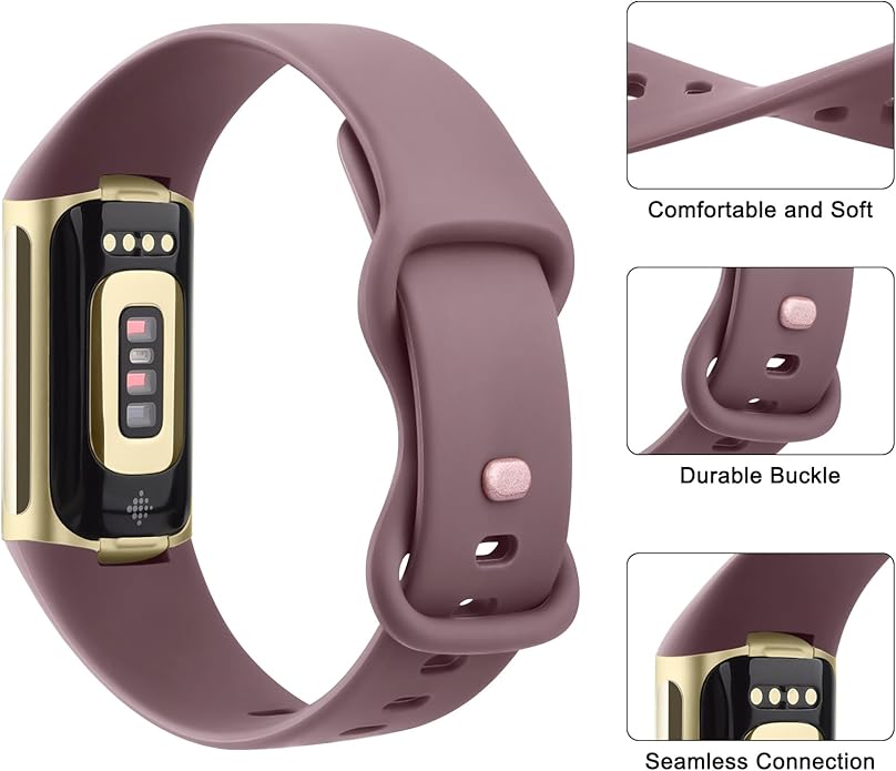 2 Pack Bands Compatible with Fitbit Charge 6 / Fitbit Charge 5 Bands for Women Men, Waterproof Classic Soft Sports Replacement Wristbands
