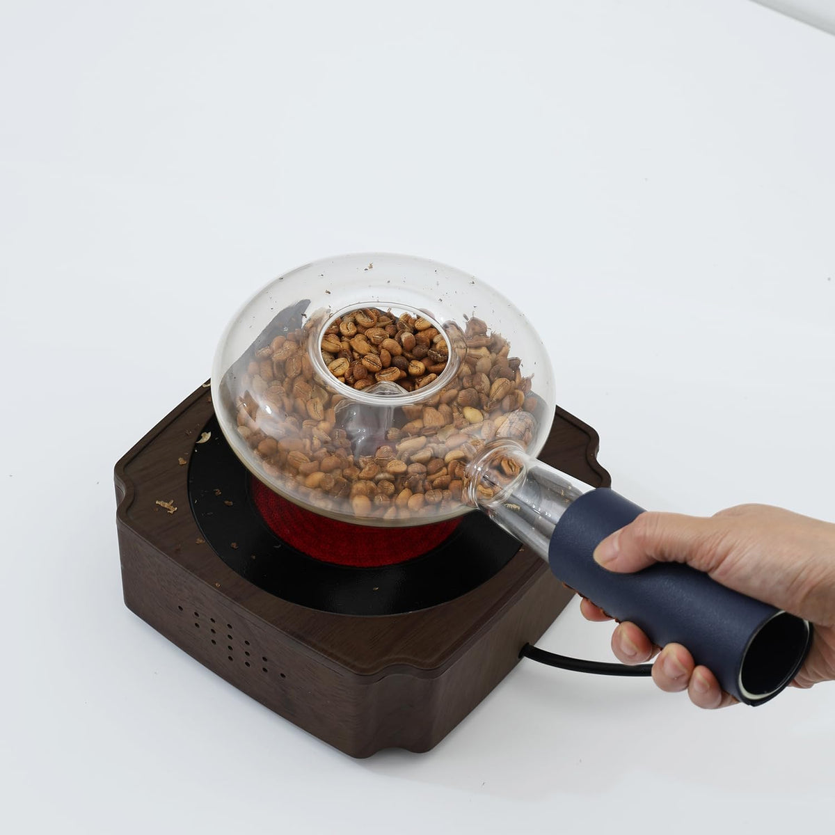 Portable glass coffee bean roaster - High borosilicate glass manual home coffee roasting kit, suitable for small batch roasting of nuts and coffee beans, stove-safe (50-80 grams capacity)