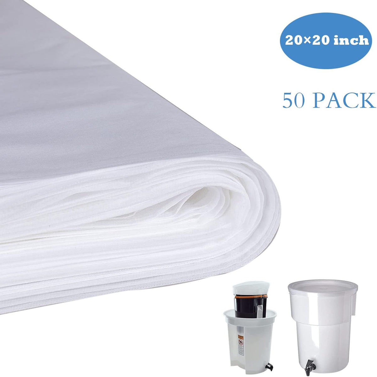 50 Pack Cold Brew Coffee Filters, 20 X 20 Commercial Toddy Cold Brew Bags, Brew Up To 5 LBS Coffee, Toddy Filter Bag, 5 Gallon C