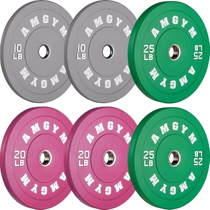 2 Inch Bumper Plates,10-500lbs,Barbell Rubber Olympic Weight Plates Set for Home Gym, Strength Training & Weight Lifting, Multiple Options Colors