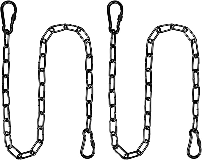 2 Pack 39inch Heavy Duty Hanging Chain with 4 Carabiners, 1000LB Capacity Hanging Chair Chain for Hammock Swing Hanging Chair Punching Bags Sandbag Indoor Outdoor Yoga Gym (Black)